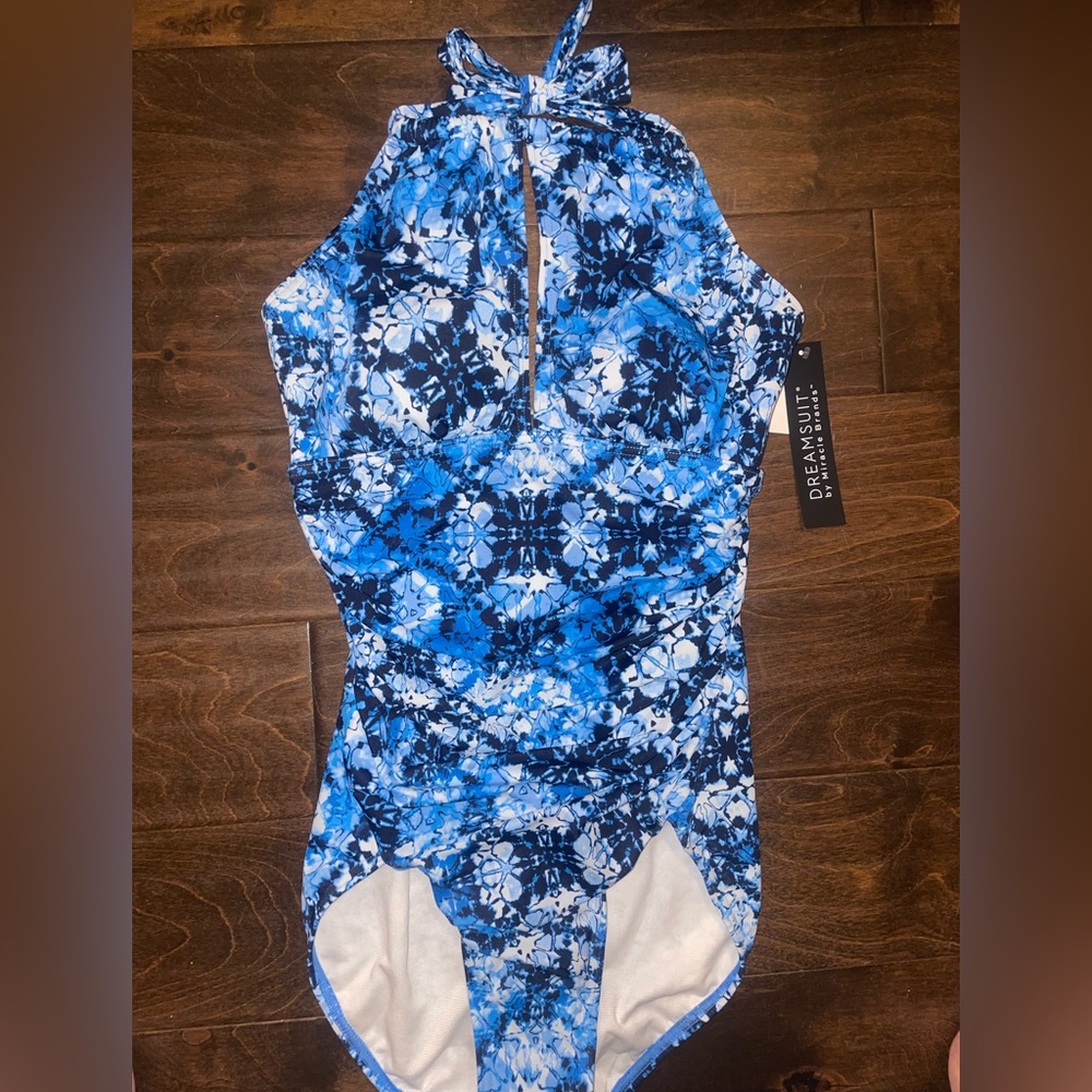Dreamsuit by Miraclesuit Blue Halter One-Piece Swimsuit